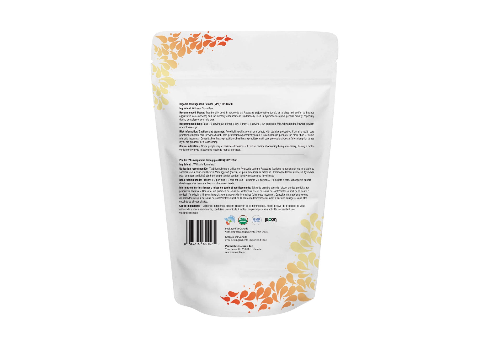 Organic Ashwagandha Root Powder - Withania Somnifera