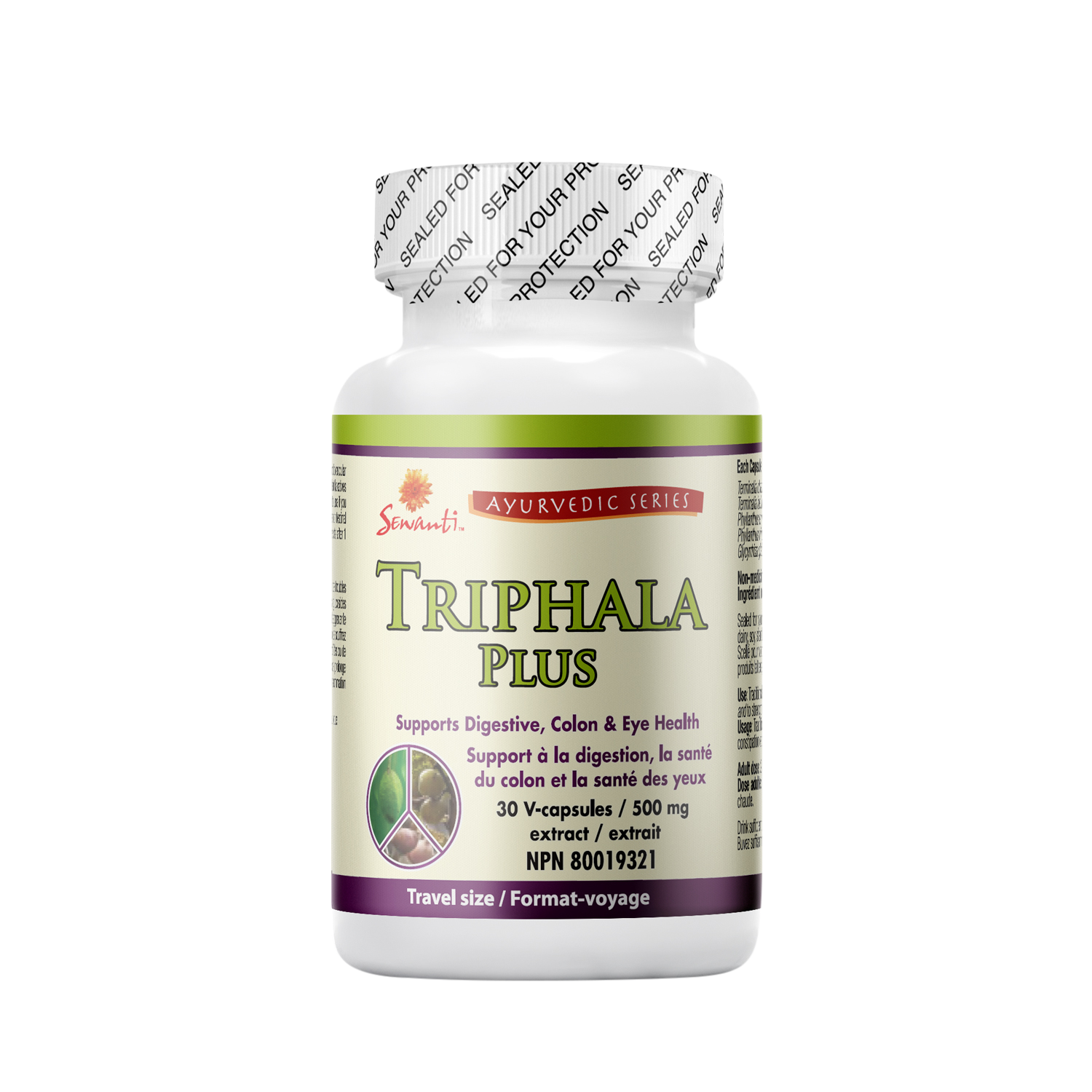 Ayurvedic Triphala Plus Capsules - Triphala herbal formula literary means 3 fruits but Sewanti Triphala plus formulation has 2 added ingredients. Traditionally used in Ayurvedic medicine in the treatment of indigestion, constipation, and strengthening the eyes.